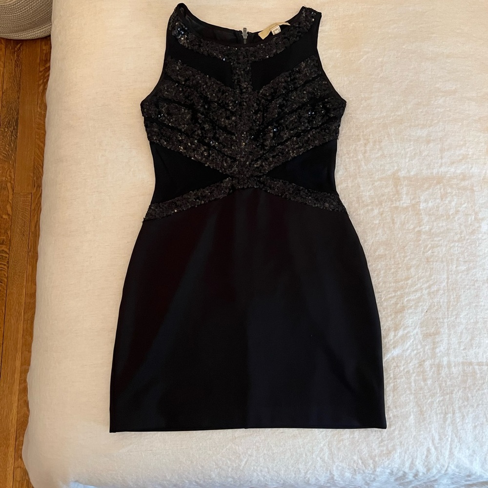 Aidan Mattox Little Black Dress with sequin detail at front